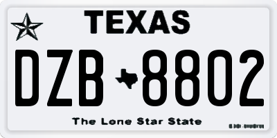 TX license plate DZB8802