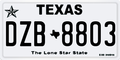 TX license plate DZB8803