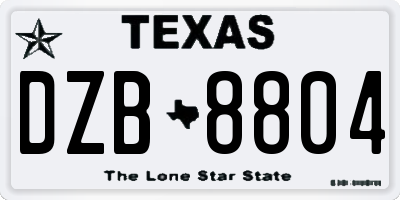 TX license plate DZB8804
