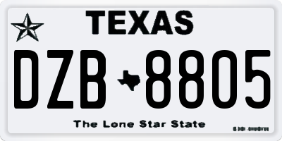 TX license plate DZB8805