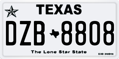 TX license plate DZB8808