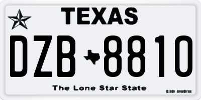 TX license plate DZB8810