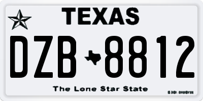 TX license plate DZB8812
