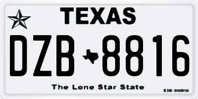 TX license plate DZB8816