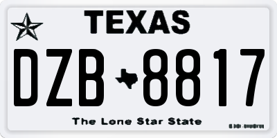 TX license plate DZB8817