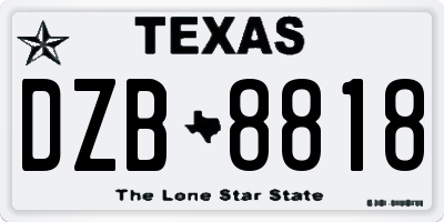 TX license plate DZB8818