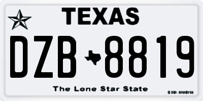 TX license plate DZB8819