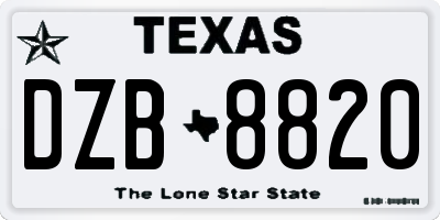 TX license plate DZB8820