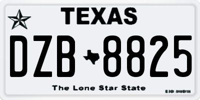 TX license plate DZB8825