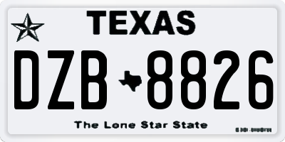 TX license plate DZB8826