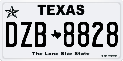 TX license plate DZB8828