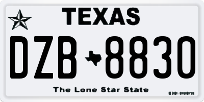 TX license plate DZB8830