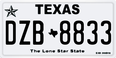 TX license plate DZB8833