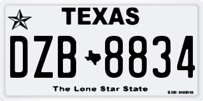 TX license plate DZB8834