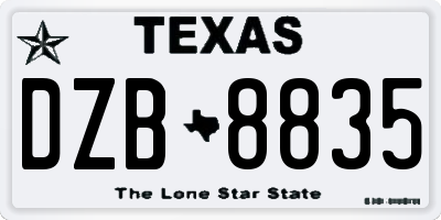 TX license plate DZB8835