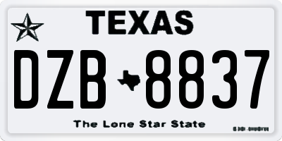TX license plate DZB8837