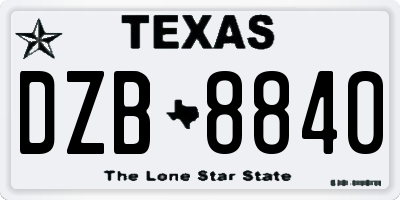 TX license plate DZB8840