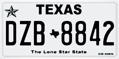 TX license plate DZB8842