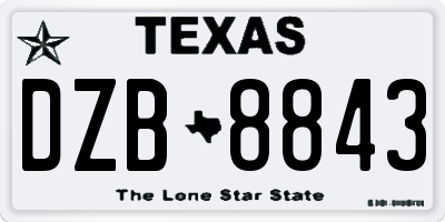 TX license plate DZB8843
