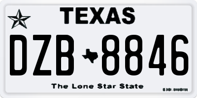 TX license plate DZB8846