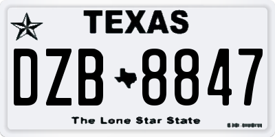 TX license plate DZB8847
