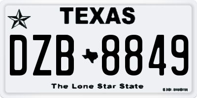 TX license plate DZB8849