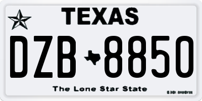 TX license plate DZB8850