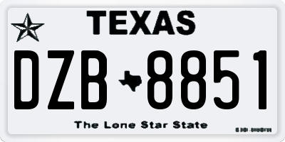 TX license plate DZB8851