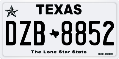 TX license plate DZB8852