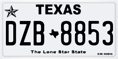 TX license plate DZB8853