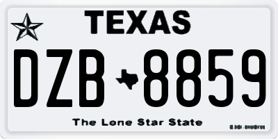 TX license plate DZB8859