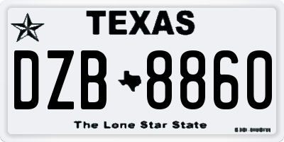 TX license plate DZB8860
