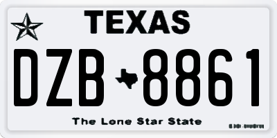 TX license plate DZB8861