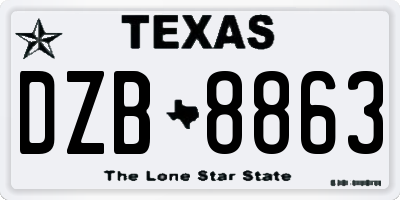 TX license plate DZB8863