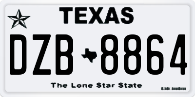 TX license plate DZB8864