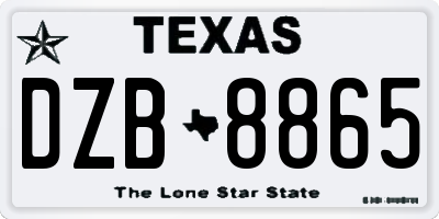 TX license plate DZB8865