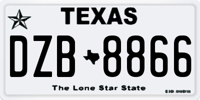 TX license plate DZB8866
