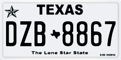 TX license plate DZB8867