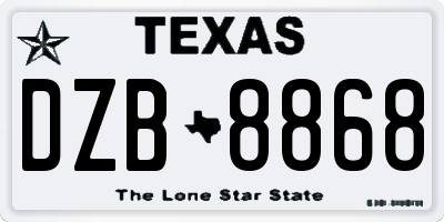 TX license plate DZB8868