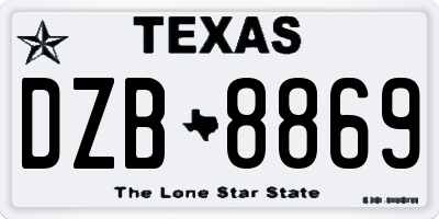 TX license plate DZB8869