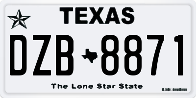 TX license plate DZB8871