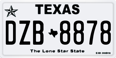 TX license plate DZB8878