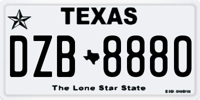 TX license plate DZB8880