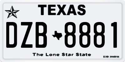 TX license plate DZB8881