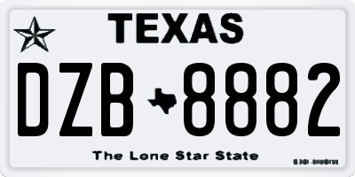 TX license plate DZB8882