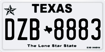 TX license plate DZB8883