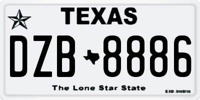 TX license plate DZB8886