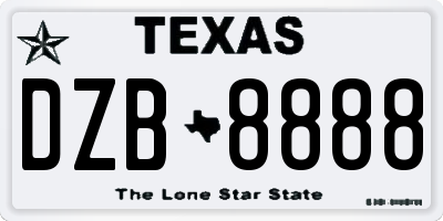 TX license plate DZB8888