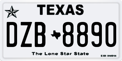 TX license plate DZB8890