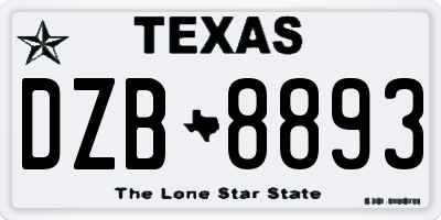 TX license plate DZB8893